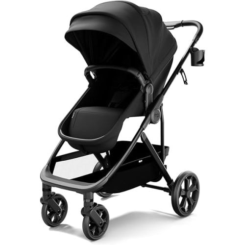 Mompush Wiz Pro 2-in-1 Baby Stroller, Full-Size All-Terrain Premium Stroller with Newborn Mode and Reversible Seat, Snack Tray Included, Large UPF 50+ Canopy & Storage Basket