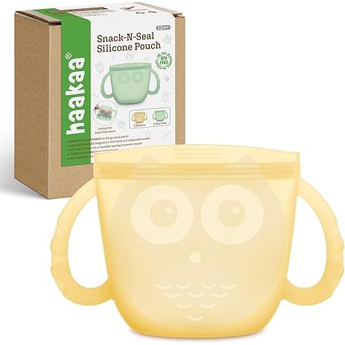 Haakaa Snack-N-Seal Silicone Pouch - Oscar Owl- Banana