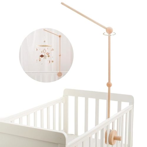 let's make Baby Crib Mobile Arm - 36 Inch Wooden Mobile Arm Upgraded Adjustable Mobile Holder for Crib Mobile Hanger Baby Crib Attachment Nursery Decor