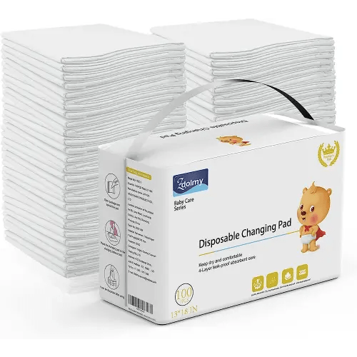 Disposable Changing Pad Liners (100 Pack) Super Soft, Disposable Changing Pads, Ultra Absorbent & Waterproof - Covers Any Surface for Mess Free Baby Diaper Changes (White)