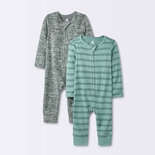 Baby Boys' 2pk Cozy Romper - Cloud Island™ Green 6-9m