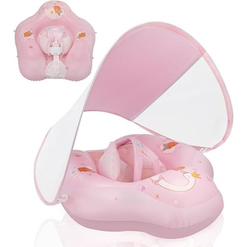 Baby Float with Canopy,Infant Pool Float with Safety Seat,Baby Swimming Float & Swim Float & Water Float UPF50+ UV Protection for Toddler from 3 to 36 Months.(S:3-12 Month/L:6-36 Month)