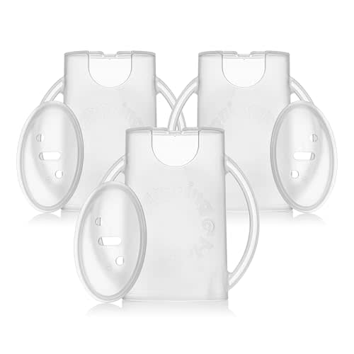Flipping Holder Squeeze Proof Food Pouch Holder for Toddlers, Babies, Kids, Mess Free No Squeeze Juice Box Drink Holder with Easy Grip Handles and Lid - Made in USA (White 3 Pack)