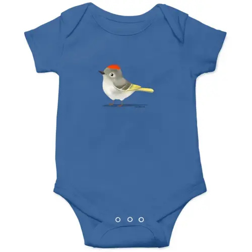 Ruby Crowned Kinglet Bird T-Shirt Onesies Kids's Short Sleeve Onesie 12M Royal sold by JohnKnox | SKU 989298682 | Printerval