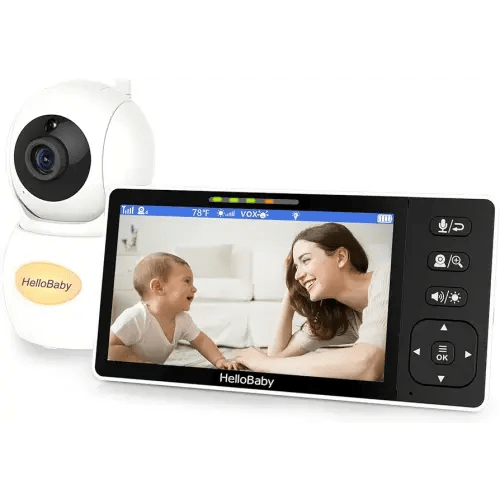 Amazon.com: HelloBaby 720P 5.5'' HD Video Baby Monitor No WiFi, Remote Pan Tilt Zoom Baby Monitor with Camera and Audio Wide View Range, 1080P Camera, Night Light, Hack Proof, 4000mAh Battery, Time&Clock : Baby