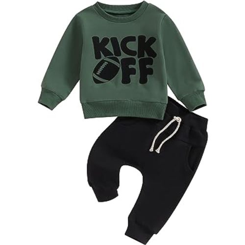 Kupretty Toddler Baby Boy Fall Winter Clothes Color Block Long Sleeve Sweatshirt Pullover Tops + Joggers Pants Outfit Set