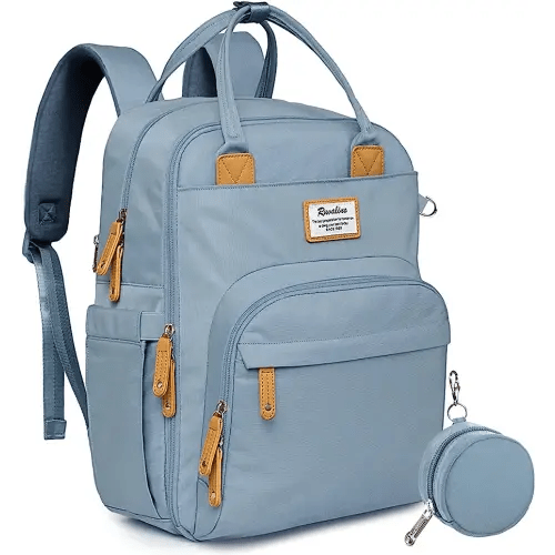 RUVALINO Diaper Bag Backpack, Multifunction Travel Back Pack Maternity Baby Changing Bags, Large Capacity, Waterproof and Stylish, Sky Blue