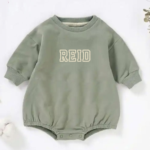 Sweatshirt Bodysuit with Name | Baby Bubble Romper | Baby Shower Gift | Bubble Sweatshirt Romper | Organic Cotton Outfit | Baby Name Reveal