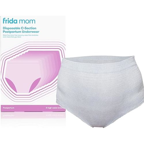Postpartum Disposable Underwear, 100% Cotton, Microfiber, High Waist C-Section Underwear (8ct)
