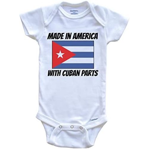 Made in America with Cuban Parts Cuba Flag Funny One Piece Baby Bodysuit
