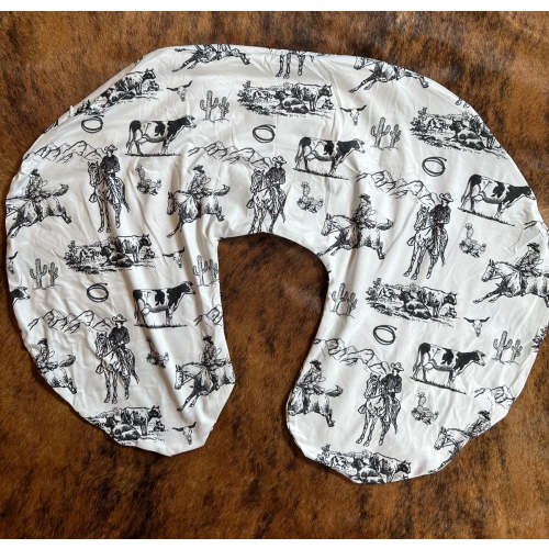 White Wild West baby boppy pillow cover
