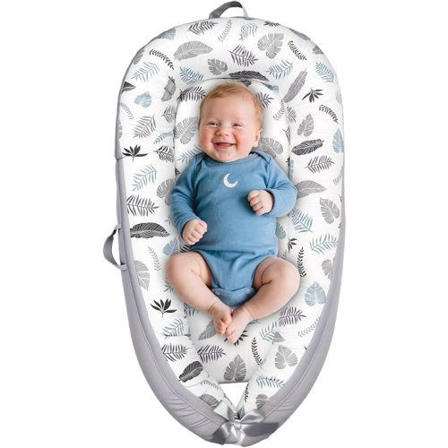 Baby Lounger, Baby Lounger Pillow for Newborn 0-24 Months, Premium Soft & Breathable Infant Lounger, Pure Cotton Baby Nest for Boys & Girls, Portable Newborn Lounger for Travel and Home.