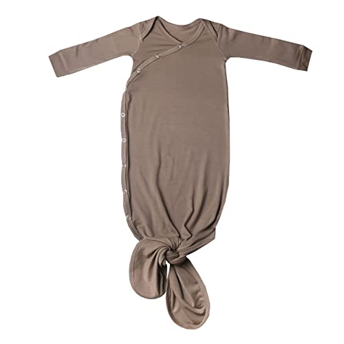 Copper Pearl Baby Gown - Knotted Newborn Sleepers for Baby Boy and Girl, Soft Stretchy Long Sleeve Infant Gowns with Bottom Tie and Hand Mittens, Perfect Hospital Coming Home Outfit (Gobi)