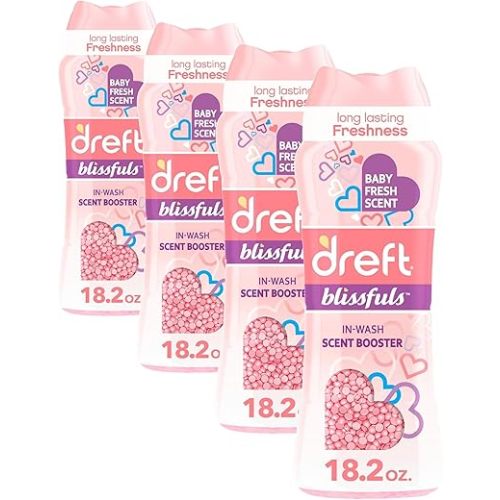 Dreft Blissfuls In-Wash Laundry Scent Booster Beads,Baby Fresh Scent,18.2 oz,(Pack of 4)