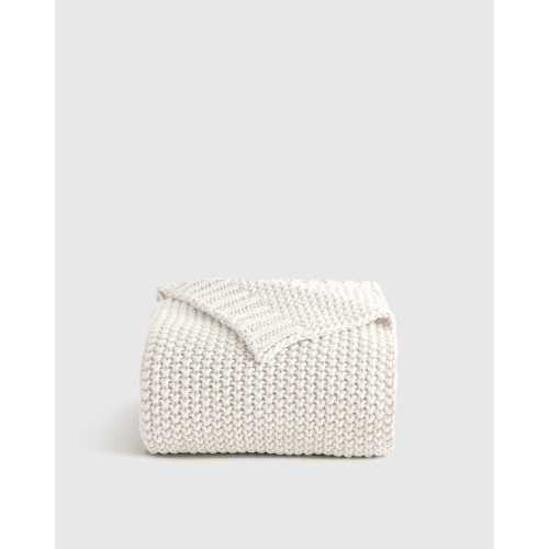 Quince Cotton Fisherman Throw in Ivory