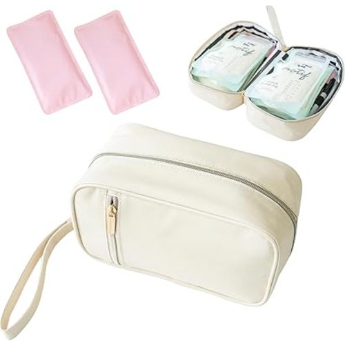Breast Milk Cooler Travel Bag - Stylish Polyester Breastmilk Storage Bag Holds 6-8 Bags - Waterproof & Portable Breastmilk Cooler Bag w/ Included Ice Packs - Baby Essentials for Moms On-the-Go