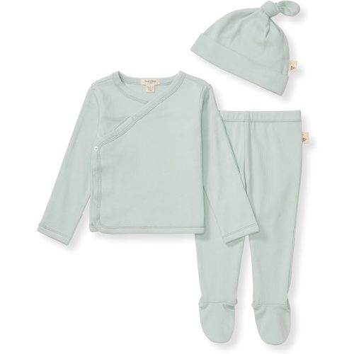 Burt's Bees Baby Unisex-Baby Unisex Baby Take Me Home Set, 3-piece Top, Pant, and Hat Bundle - Newborn - Cloudy Blue