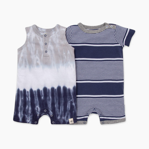 Burt's Bees Baby 2 Pack Rompers - Indigo Dip Dye, 6-9 Months