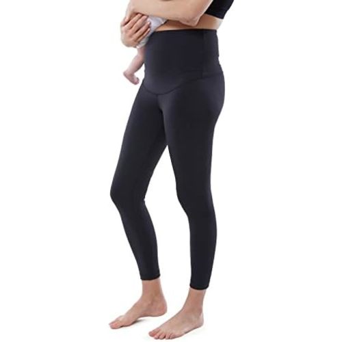 Ingrid and Isabel Basics 7/8 Postpartum Compression Leggings - Seamless Stretch Fabrics Postpartum Pants for Women