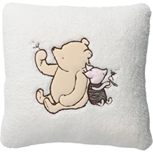 Lambs & Ivy Storytime Pooh Soft Faux Shearling Nursery Throw Pillow - Cream