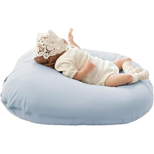 Baby Feeding Pillow Infant Feeding Pillow with Removable Cover,Soft Newborn Bed for Bottle Feeding,Burping (Blue, 27.56inch*27.56inch)
