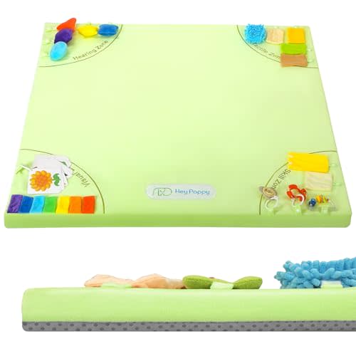Heypappy Baby Play Mat, 50''x50'' Playpen Mats with 4 Sensory Development Zones for Motor Skills, Unique Crawling Mats with Non-Slip Cushioned That Fits Nicely into Any Playroom, Green
