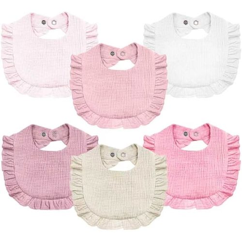 Baby Muslin Bibs,6 Pcs Drool Bandana Bibs for Baby Girl Drooling and Teething,Soft and Absorbent Cotton for Newborn