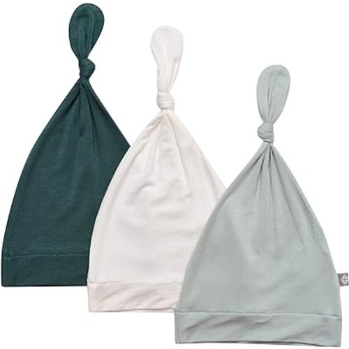 KYTE BABY Rayon Made from Bamboo Baby Beanie Hats - Super Soft Knotted Caps Available in Pattern and Solid Colors - 3 Pack
