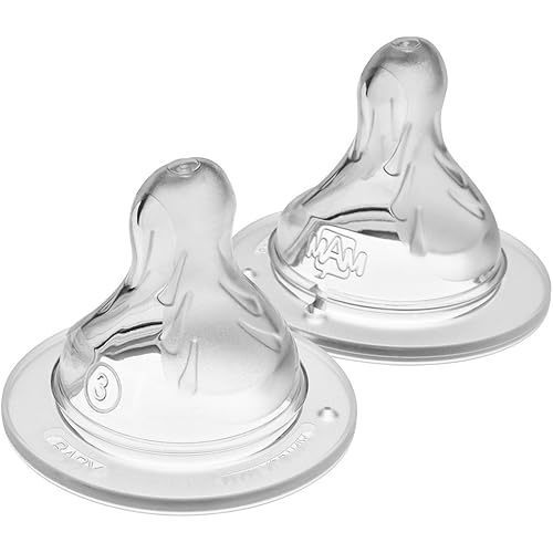 MAM Bottle Nipples Fast Flow Nipple Level 3 (Set of 2), for 4+ Months, SkinSoft Silicone Nipples for Baby Bottles, Fits All MAM Bottles