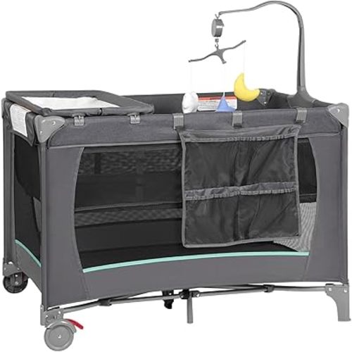 Pack and Play, Baby Bassinet Bedside Sleeper with Diaper Changer, Baby Playard, Baby Travel Playpen, Portable Baby Crib with Carry Bag, Easy to Install