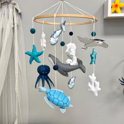 Ocean Baby Mobile, Under The Sea Nursery Decor, Felt Whale Mobile, New Mom Gift