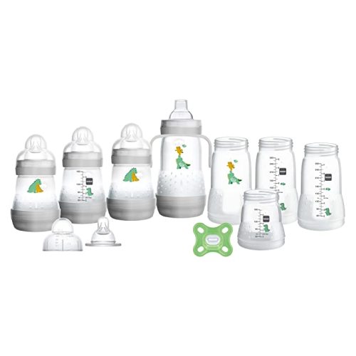 MAM Grow with Baby 15-Piece Gift Set, Newborn 0-4 Months, Anti-Colic Bottles and Silicone Nipples SkinSoft, Essential Baby Items, Unisex - 15 Piece Gift Set