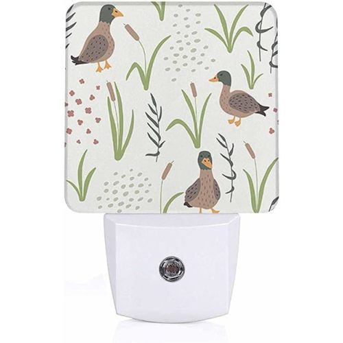 LED Night Light,Natural Grass Landscape Wild Duck LED Night Light Plug into Wall with Dusk to Dawn Light Sensor White Energy Efficient Nightlight for Bedroom Hallway Living Room Kitchen
