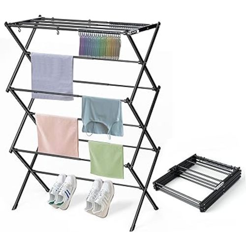 Clothes Drying Rack Household Indoor, Foldable Drying Rack Clothing for Laundry - 40" x 28.8" x 14.2", Space Saving Indoor&Outdoor, Black-1pack