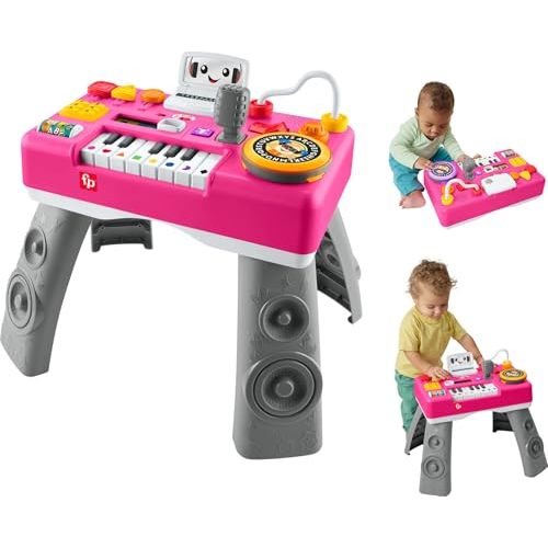 Fisher-Price Baby & Toddler Toy Laugh & Learn DJ Table Musical Activity for Educational Play, Pink Infants Ages 6+ Months