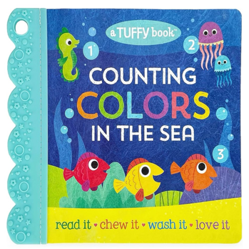 Tuffy 1, 2, 3 Colors in the Sea Book - Washable, Chewable, Unrippable Pages With Hole For Stroller Or Toy Ring, Teether Tough (Tuffy Book)