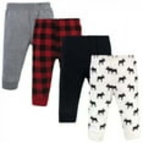 Hudson Baby Infant and Toddler Boy Cotton Pants 4pk, Moose, 3-6 Months
