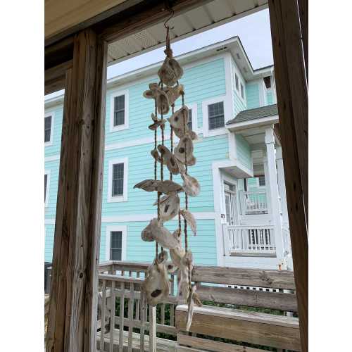 Oyster Shell Wind Chime / Coastal Farmhouse Home Decor / Oyster Shell Cluster Patio Garden