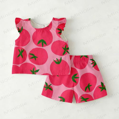 Baby Toddler Tomato Pink Top and Shorts 2-piece Set