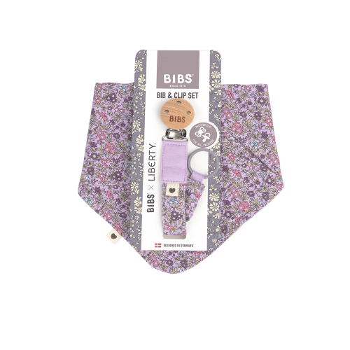 BIBS x LIBERTY Bib & Clip Set Chamomile Lawn - Violet Sky