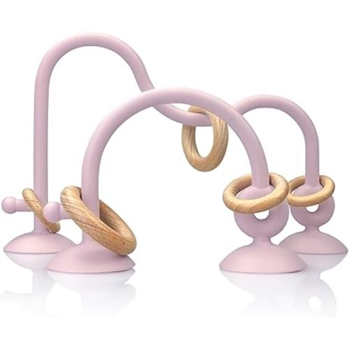 High Chair Suction Cup Toys for Babies 6-12 Months, Suction Baby Sensory Chew Toy for High Chair Tray, Montessori Toy for Babies 0-6 Month, Silicone Teethers Baby Teething Toys 6-12 12-18 Months(Pink)