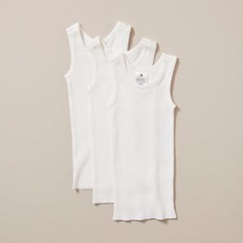 3 Pack Baby Organic Cotton Vests - White