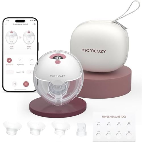 Momcozy M5 Smart APP Controlled Wearable Breast Pump, 2-Pack Cozy Red