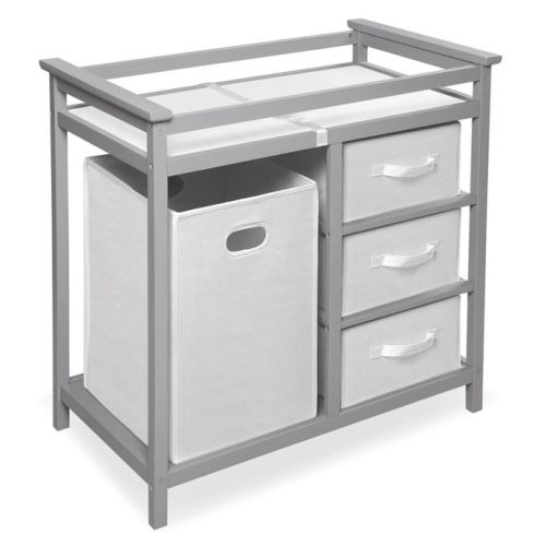Badger Basket Modern Baby Changing Table with Hamper and 3 Baskets
