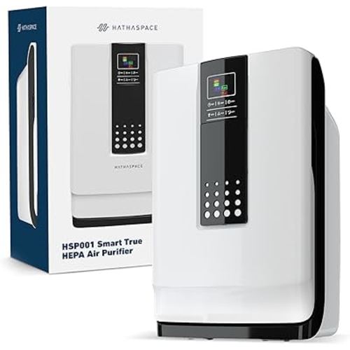 HATHASPACE Smart Air Purifiers - True HEPA Air Purifier, Cleaner & Filter for Allergies, Smoke, Pets - Eliminator of 99.9% of Dust, Pet Hair, Odors - HSP001-700 Sq. Ft.
