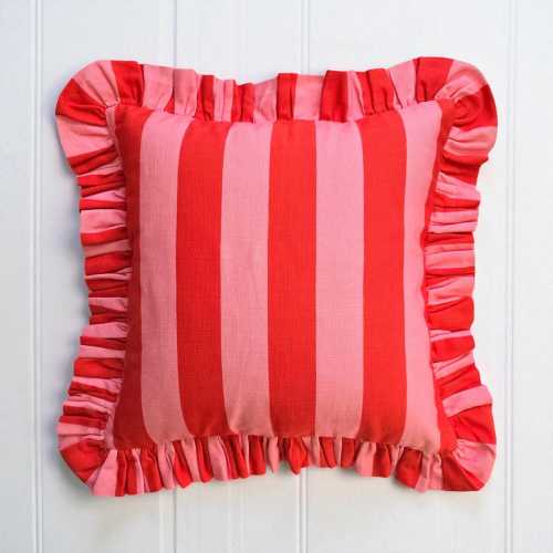 Frill Linen Striped Pillow Cover - Ruffle Linen Pillow - Different Color Options With Frill Edges - Linen Lulu