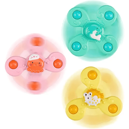 Baby Suction Cup Spinning Top Toys, Window Spinner Spinning Toys For Toddlers  1-3, Pop Up Montessori Sensory Airplane Travel Bath Tub Summer Water Toy