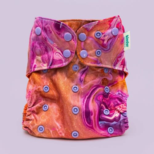Marble Pocket Cloth Diaper with Athletic Wicking Jersey- Purple marble