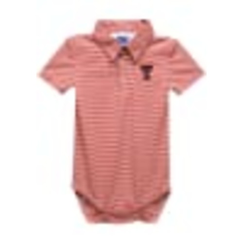 Vive La Fete Texas Tech Red Raiders Baby RED Pencil Stripe Polo Romper