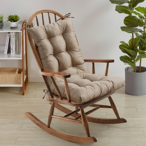 Rocking Chair Cushion 2 Piece Tufted Non Slip Set of Upper and Lower Cushions by Sweet Home Collection™, Color: Taupe